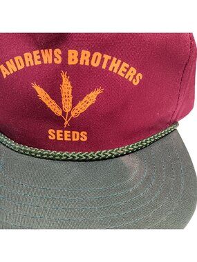 Vintage Andrews Brothers Seeds Snapback Hat Maroon & Green By Diamond Caps USA